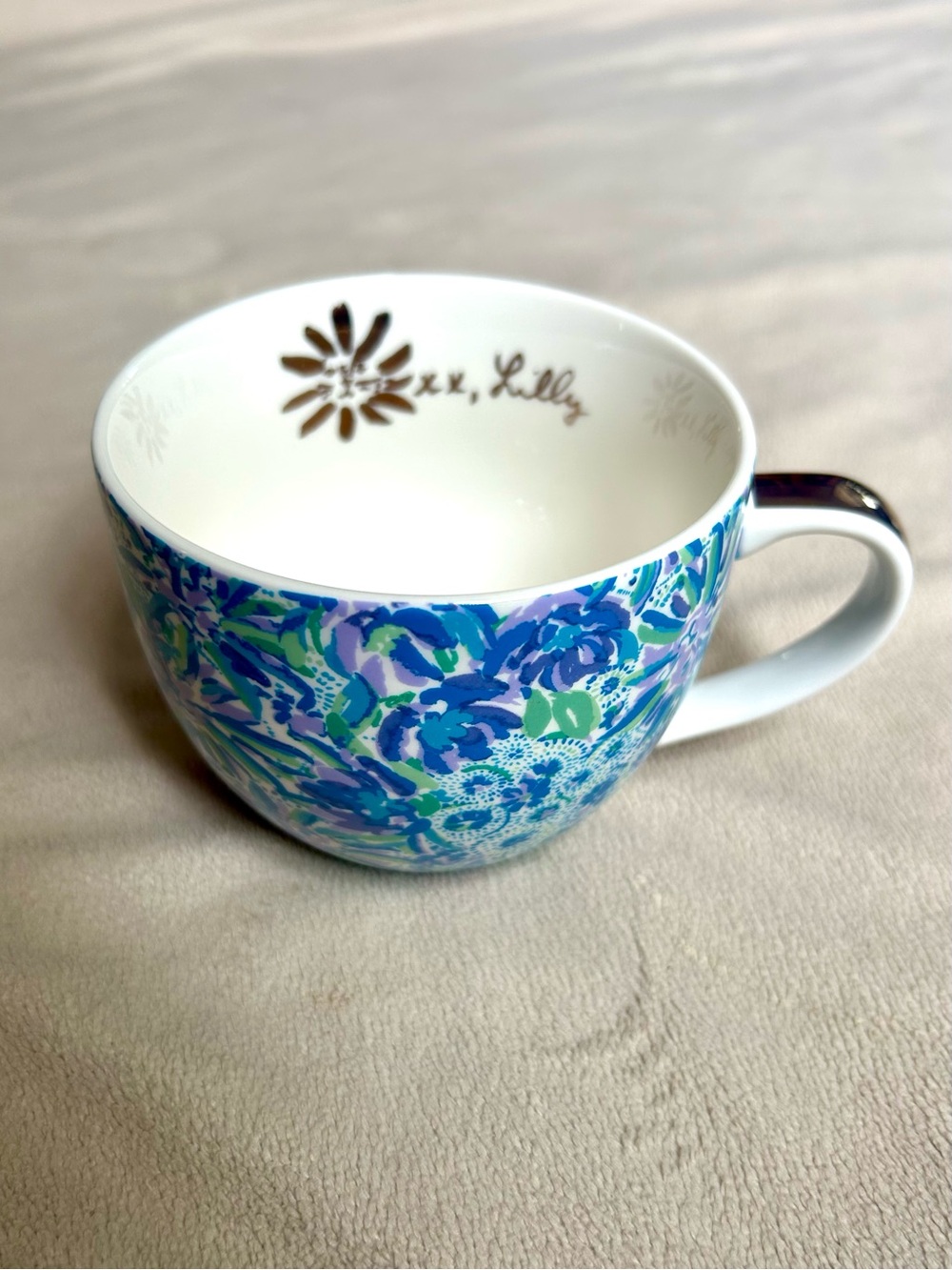 Lilly Pulitzer Blue, Green & Lavender Floral Porcelain Mug